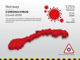 noorwegen getroffen landkaart van coronavirus vector