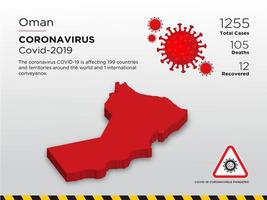 oman getroffen landkaart van coronavirus vector