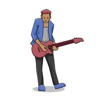 vectorillustratie, man die gitaar speelt, professionele stijl vector