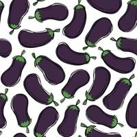 schattige cartoon aubergine naadloze patroon. heldere omtrek en rijke kleuren. vector