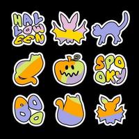 happy halloween regenboog stickers collectie. vector