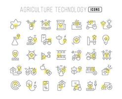 set van lineaire iconen van landbouwtechnologie vector