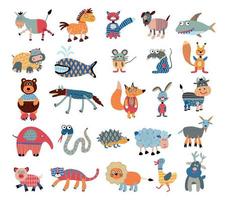 tekenfilm dieren met geometrische patronen vector