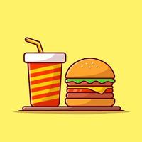 hamburger en frisdrank cartoon vector pictogram illustratie. eten en drinken pictogram concept geïsoleerde premium vector. platte cartoonstijl