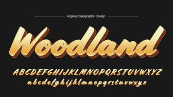 vet gouden 3d penseel cursief artistiek lettertype vector