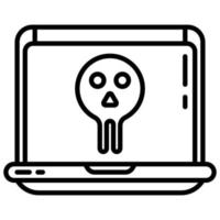 laptop en schedel vector