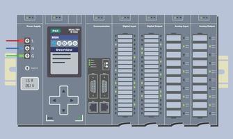 plc programmeerbare logische controller met plat ontwerp voor invoer en uitvoer vector