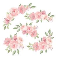 aquarel roze bloemboeket set vector