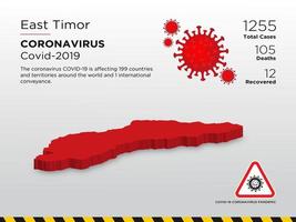 Oost-timor getroffen landkaart van coronavirus vector