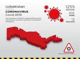Oezbekistan getroffen landkaart van coronavirus vector
