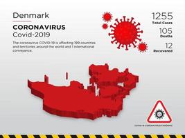 denemarken getroffen landkaart van coronavirus vector