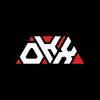 okx driehoek brief logo ontwerp met driehoekige vorm. okx driehoek logo ontwerp monogram. okx driehoek vector logo sjabloon met rode kleur. okx driehoekig logo eenvoudig, elegant en luxueus logo. okx