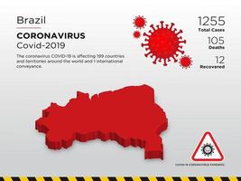 Brazilië getroffen landkaart van verspreiding van coronavirus vector