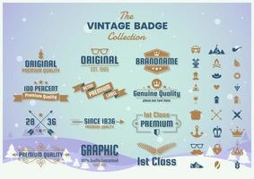 vintage badge set met bril en andere pictogrammen vector