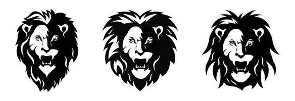 hoofd leeuw silhouet set.lion wilde dieren silhouetten. goed gebruik voor symbool, logo, webpictogram, mascotte. vector