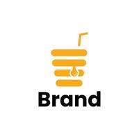 moderne minimalistische logo honing drinkbeker vector