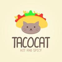 schattig en schattig taco kat vector illustratie ontwerp