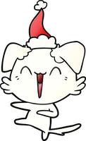 vrolijke dansende hond gradiënt cartoon van een dragende kerstmuts vector