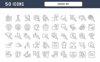 set van lineaire iconen van check-up vector