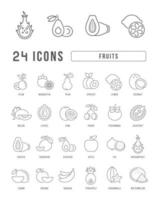 set van lineaire iconen van fruit vector