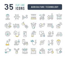 set van lineaire iconen van landbouwtechnologie vector