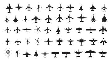 zwarte iconen van de luchtvaart vector