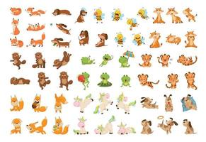 reeks illustraties met dierlijke karakters vector