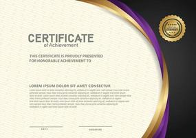 luxe certificaatsjabloon met gebogen lijnvorm ornament modern patroon, diploma. vector illustratie