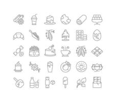 set van lineaire iconen van chocolade vector