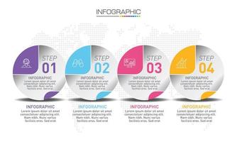 infographics-ontwerp 4 stappen met marketingpictogrammen kunnen worden gebruikt voor workflowlay-out, diagram, jaarverslag, webdesign. vector