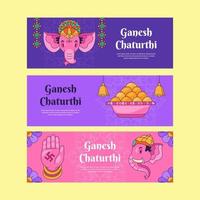 ganesh chaturthi banners set vector