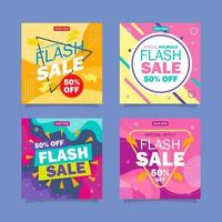 flash sale kleurrijke sjabloon social media post collectie vector