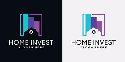 huis investeren logo ontwerpsjabloon met creatief concept vector