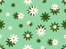 bloem stripfiguur naadloos patroon op groene achtergrond vector