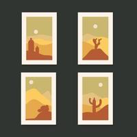 hedendaagse landschapsposter met cactus vectorillustratie vector