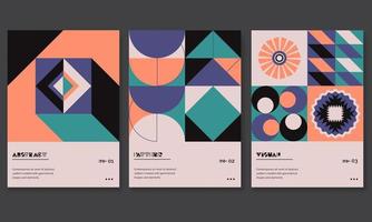 abstracte geometrische posters. neo geo-omslagsjablonen met abstracte geometrie. retro architectuur minimale vormen, vormen. tijdschrift, tijdschrift of album creatieve kunst omslag. vector