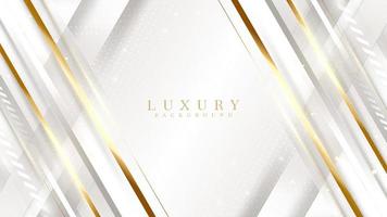 witte luxe achtergrond met gouden lijnelementen en glitter lichteffecten decoratie. vector