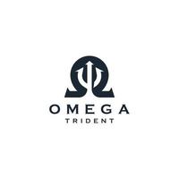 omega symbool met drietand vorm logo pictogram ontwerp sjabloon platte vectorillustratie vector