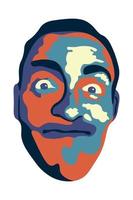 portret van een man gemaakt met kleurvlekken, platte vector, isoleren op wit, grimas op het gezicht vector