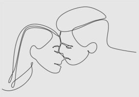 ononderbroken lijn van mannen en vrouwen die kussen vectorillustratie vector