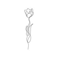 abstracte bloem tulp doorlopende lijntekening kunst singulart esthetische eenvoudig perfect om af te drukken, wand decor, telefoonhoesje, shirt, sticker, kussen, acryl, grens, behang, bruiloft vector