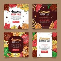 herfstverkoop social media banner met gevallen bladeren vector