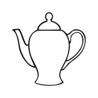 monochrome hoge ronde theepot voor het zetten van thee, vectorillustratie op witte achtergrond vector