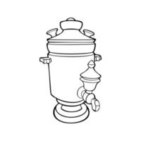 zwart-wit beeld, metalen samovar voor het drinken van thee, vectorillustratie op een witte achtergrond vector