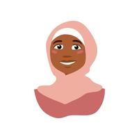 Afro-Amerikaanse moslim meisje. vector cartoon portret.