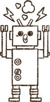 robot houtskool tekening vector