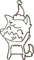 kerst hond houtskool tekening vector