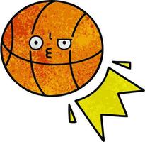 retro grunge textuur cartoon basketbal vector