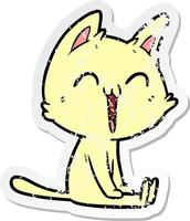 noodlijdende sticker van een happy cartoon kat vector