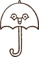 paraplu houtskool tekening vector